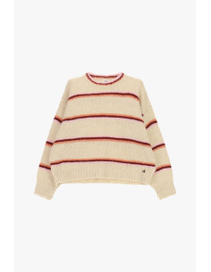 Multicolored Striped Crew-Neck Sweater Dixie - Cream White