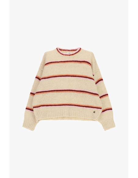 Multicolored Striped Crew-Neck Sweater Dixie - Cream White