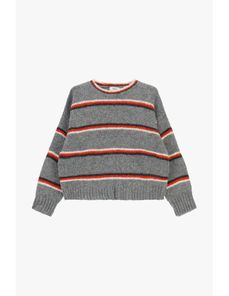 Multicolored Striped Crew-Neck Sweater Dixie - Gray
