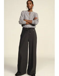 Pantalon palazzo coupe ample avec cordon de serrage Dixie - Gris