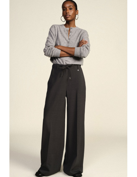 Pantalon palazzo coupe ample avec cordon de serrage Dixie - Gris