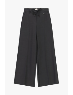 Wide-Fit Palazzo Trousers with Drawstring Dixie - Grey 2