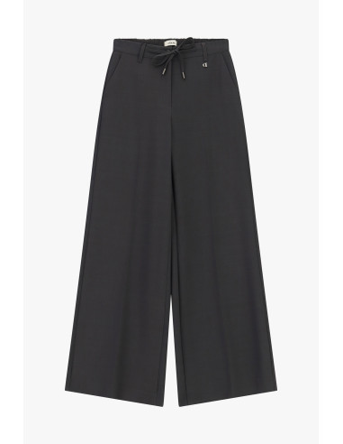 Pantalon palazzo coupe ample avec cordon de serrage Dixie - Gris