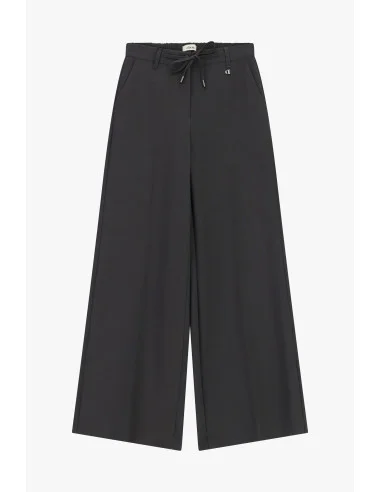 Wide-Fit Palazzo Trousers with Drawstring Dixie - Grey
