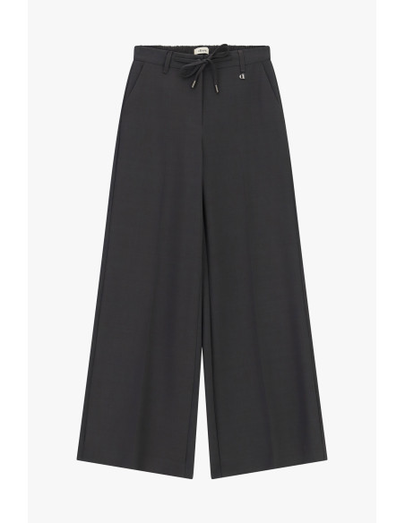 Pantalon palazzo coupe ample avec cordon de serrage Dixie - Gris
