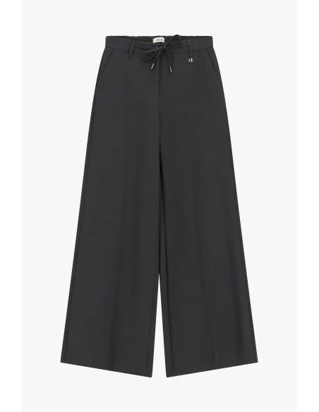 Wide-Fit Palazzo Trousers with Drawstring Dixie - Grey