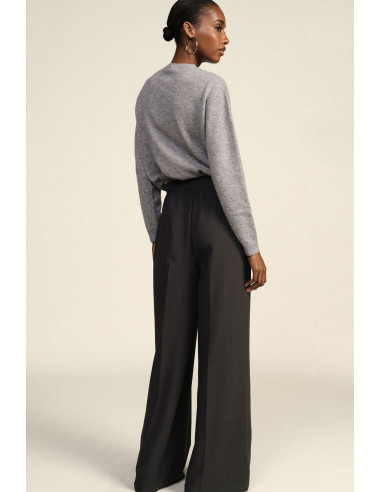 Pantalon palazzo coupe ample avec cordon de serrage Dixie - Gris