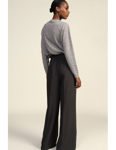 Pantalon palazzo coupe ample avec cordon de serrage Dixie - Gris