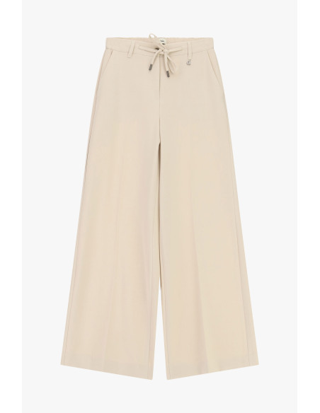 Pantalon palazzo coupe ample avec cordon de serrage Dixie - Blanc crème