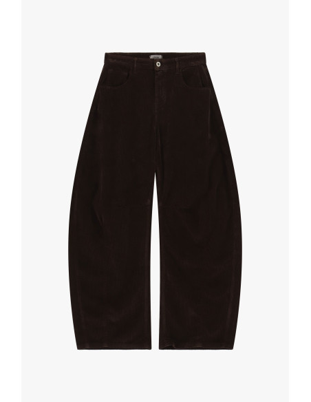 Pantalon palazzo en velours côtelé avec poches Dixie - Marron