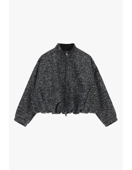 Bomber Corto Trama Intrecciata Zip Centrale Dixie