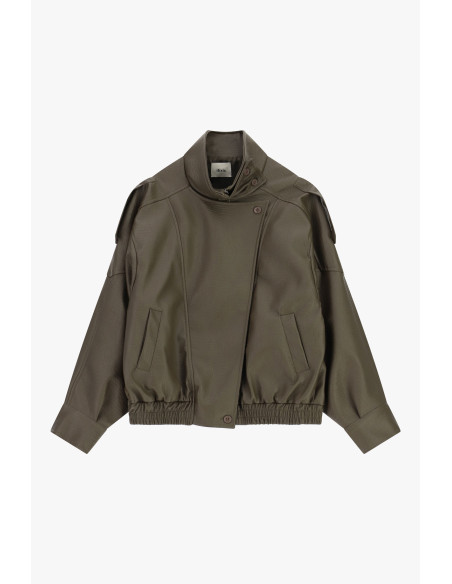 Veste en similicuir avec fermeture asymétrique Dixie - Militaire