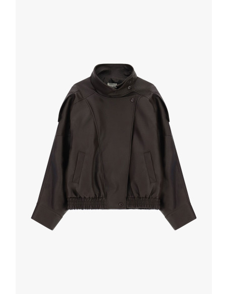 Veste en similicuir à fermeture asymétrique Dixie - Marron