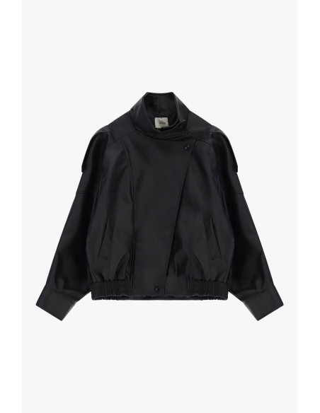 Veste en similicuir avec fermeture asymétrique Dixie - Noir