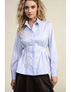 Camicia Con Pince Frontali E Taglio Svasato Dixie - Celeste