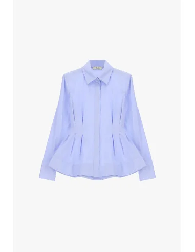Camicia Con Pince Frontali E Taglio Svasato Dixie - Celeste