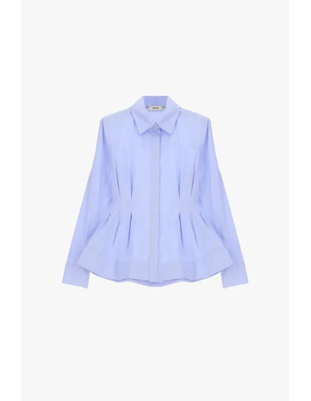 Camicia Con Pince Frontali E Taglio Svasato Dixie - Celeste