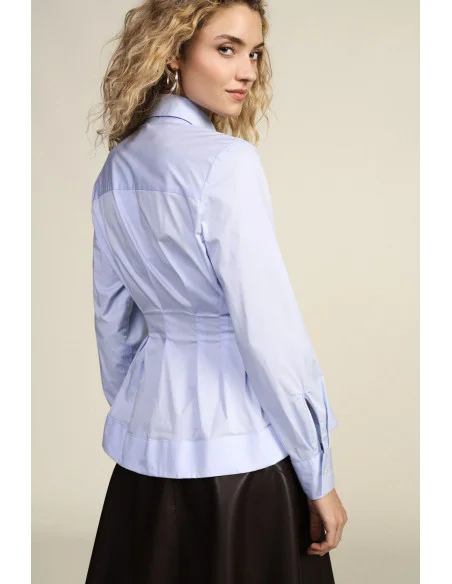 Camicia Con Pince Frontali E Taglio Svasato Dixie - Celeste