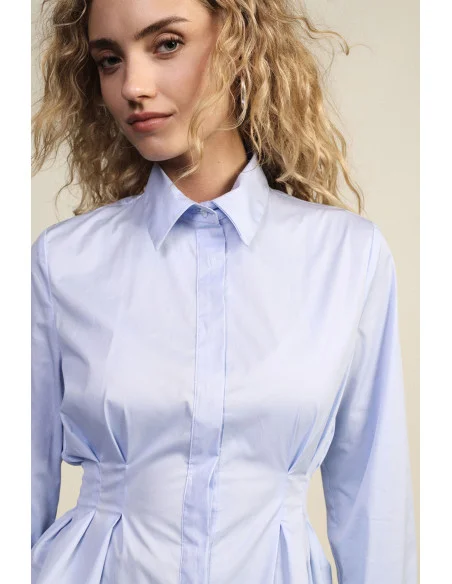 Camicia Con Pince Frontali E Taglio Svasato Dixie - Celeste