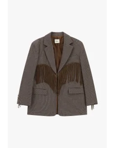 Blazer A Quadretti Con Frange Decorative E Tasche Dixie 2