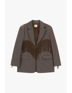 Checked Blazer with Decorative Fringes and Dixie Pockets - Vestiti ... 2