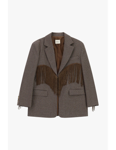 Blazer A Quadretti Con Frange Decorative E Tasche Dixie