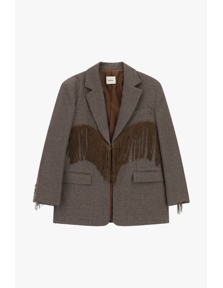 Blazer A Quadretti Con Frange Decorative E Tasche Dixie