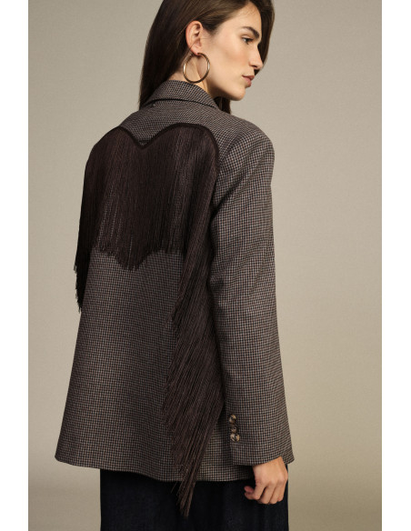Blazer à carreaux avec franges décoratives et poches « Dixie » - Ve...
