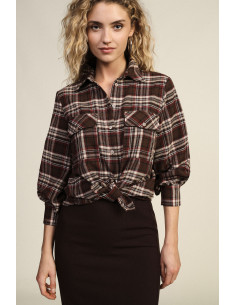 Camicia A Quadri Con Tasche Frontali E Maniche Lunghe Dixie - Marrone
