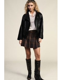 Gonna Corta A Pieghe Con Cinturone E Motivo Tartan Dixie