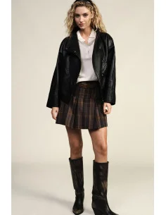 Jupe courte plissée avec large ceinture et motif tartan Dixie