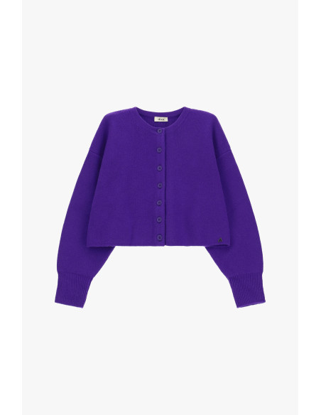 Cardigan Corto Con Bottoni E Maniche Lunghe Dixie - Viola