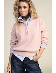 Maglione Con Zip E Collo Alto, Fit Morbido Dixie - Rosa