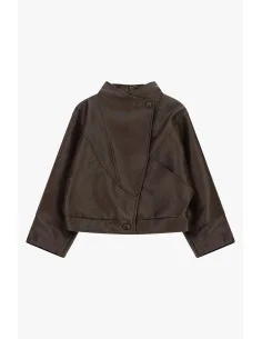 Faux Leather Jacket with Asymmetric Closure Dixie - Black 2