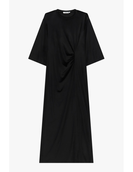 Robe longue froncée avec fente latérale Please - Noir