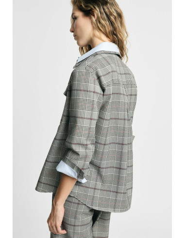 Checked Blouse with Pockets and Jewel Buttons Please