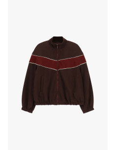 Sweat-shirt sans capuche avec fermeture éclair et empiècements contrastés Please