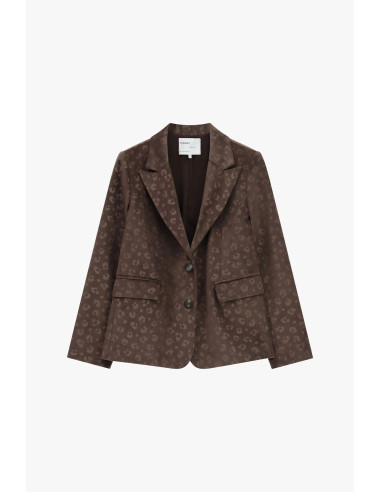 Animal Print Blazer with Two-Button Closure Please
