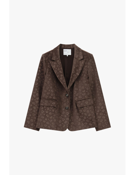 Animal Print Blazer with Two-Button Closure Please