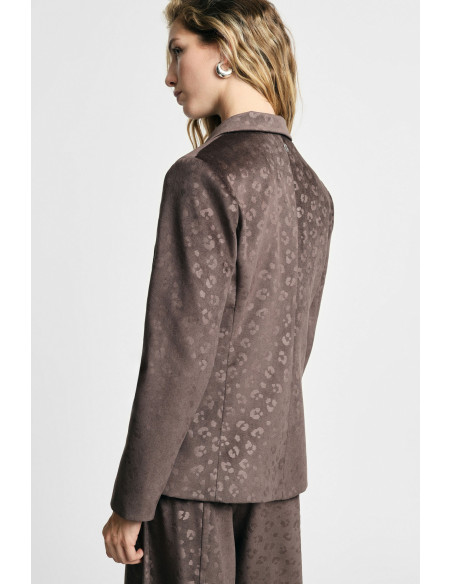 Animal Print Blazer with Two-Button Closure Please