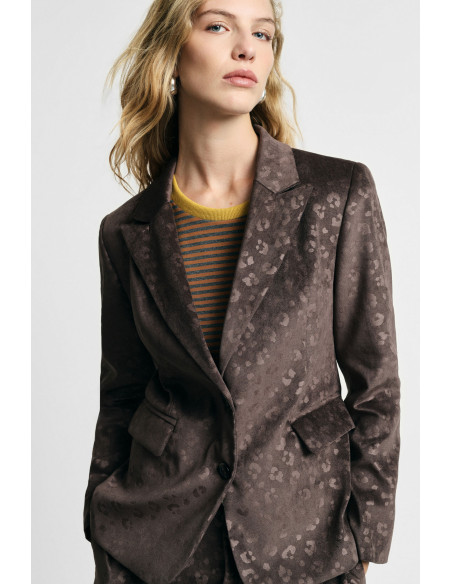 Animal Print Blazer with Two-Button Closure Please