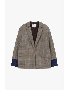 Blazer à carreaux avec revers en denim Please 2
