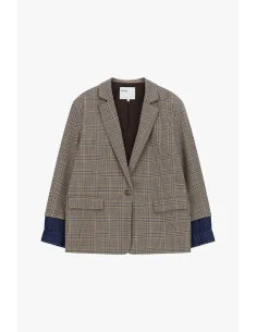 Checked Blazer With Denim Lapels Please 2