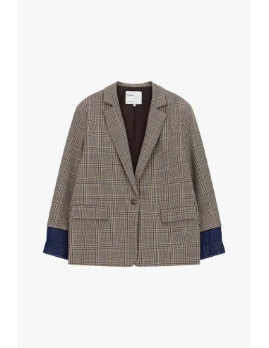 Checked Blazer With Denim Lapels Please