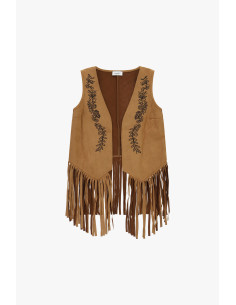 Gilet sans manches à franges et broderie Please 2