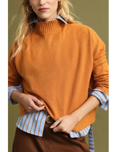 Crew-Neck Sweater with Ribbed Trim Please