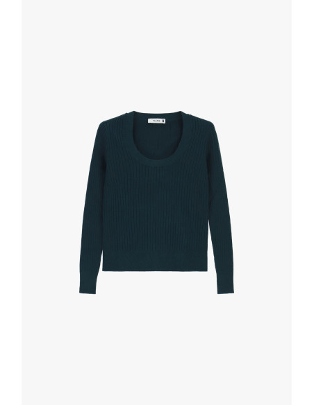 Please Long-Sleeve Ribbed Crew-Neck Sweater – Teal