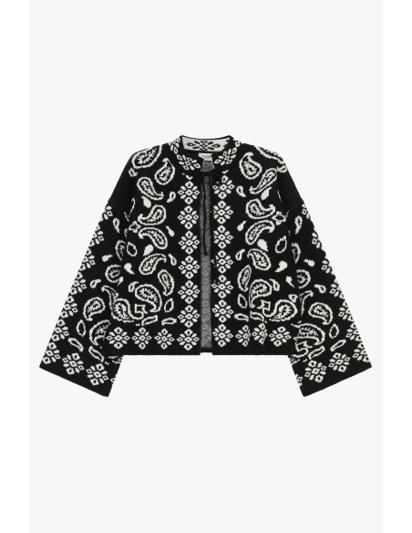 Short Cardigan with Paisley Jacquard Pattern Please