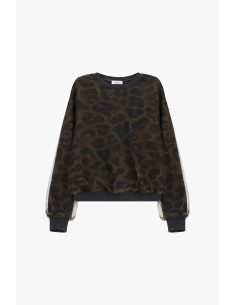 Sweat-shirt à imprimé animalier, col rond et manches longues Please 2