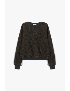 Felpa Stampa Animalier Collo Tondo Maniche Lunghe Please 2